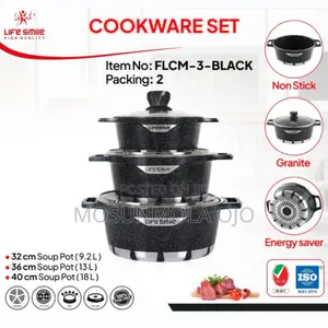 Large Capacity Granite Coated Cookware Set - 40/36/32