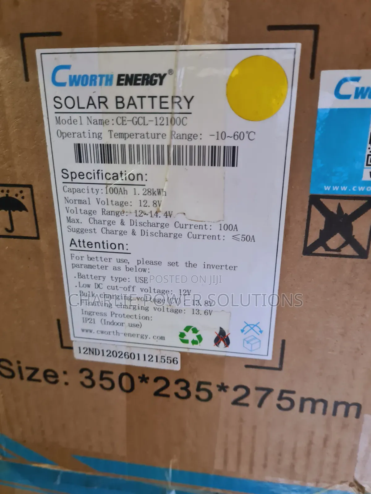 Cworth 1.28kwh 100ah Lithium Battery