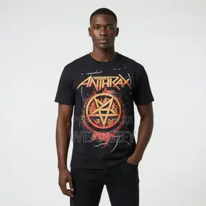 Anthrax Pentagram Thunder Black T-Shirt – Vintage Rock Graphic Tee