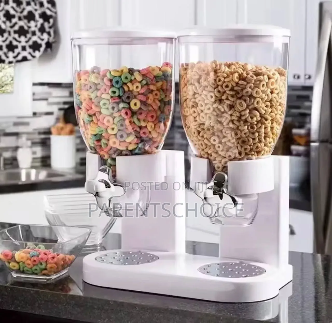 Dry Food Cereal Dispenser 2 Liters - White / Black