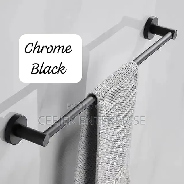 Black Single Towel Rail
