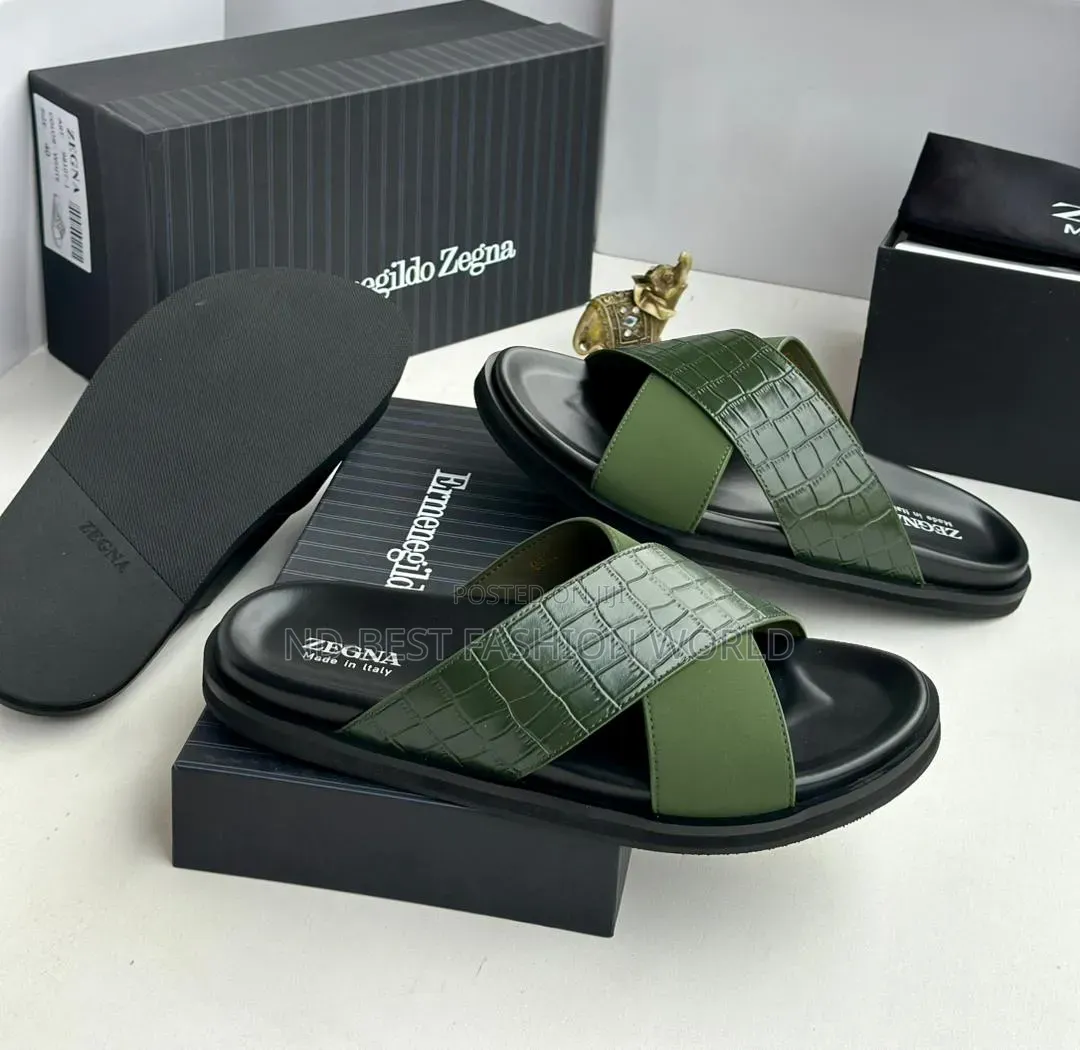 Black Leather Slippers