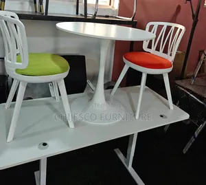 High Quality Marble Dinning Table With 2 Plastic Chairs