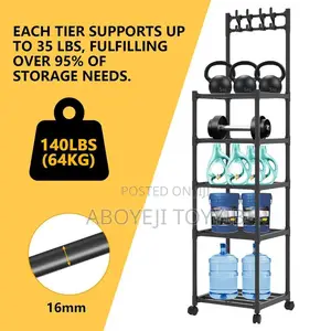 Black 5 Tier Kitchen Storage Cart Multipurpose Rolling Shelves Wheels