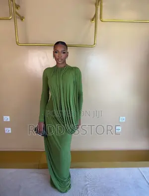 Luxury Asymmetrical Ribbon Draped Maxi Dress