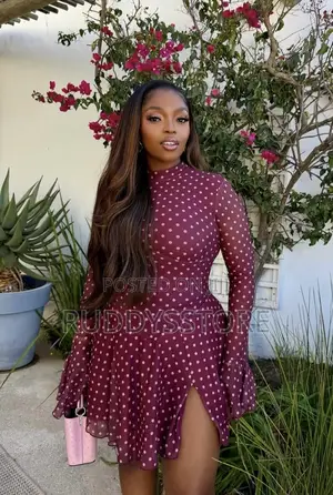Flare Polka Dot Slit Mini Dress
