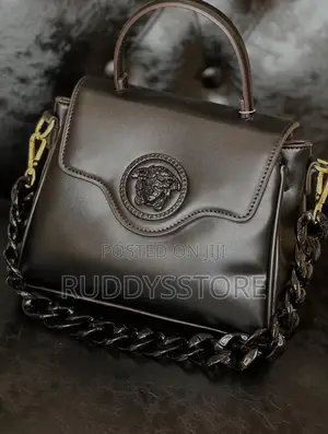 Versace La Medusa Leather Top-Handle Bag.