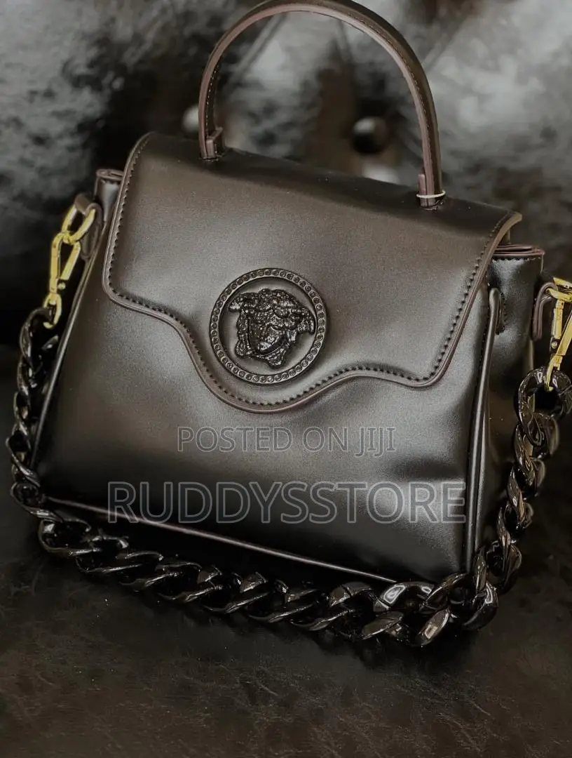 Versace La Medusa Leather Top-Handle Bag.