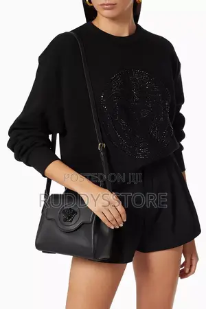 Versace La Medusa Leather Top-Handle Bag.