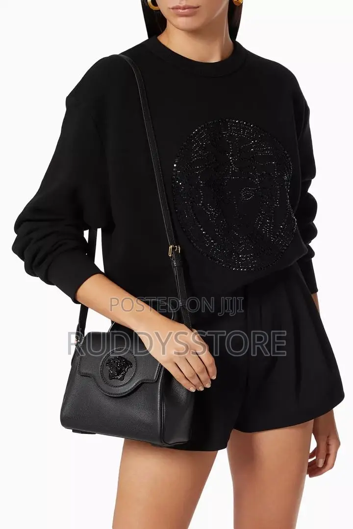 Versace La Medusa Leather Top-Handle Bag.
