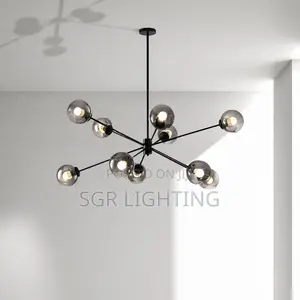 Nordic Modern Chandelier Glass Black and Gold Chandelier for Living