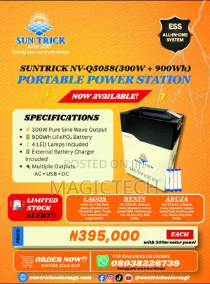 Suntrick Newvew 300w/900wh Portable Power Station and 350w Solar Panel