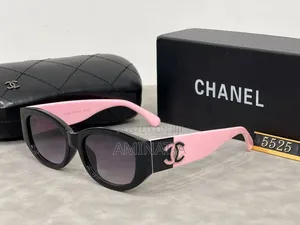 Black Pink Oval Chanel Sunglasses With Chanel Full Box (23000)