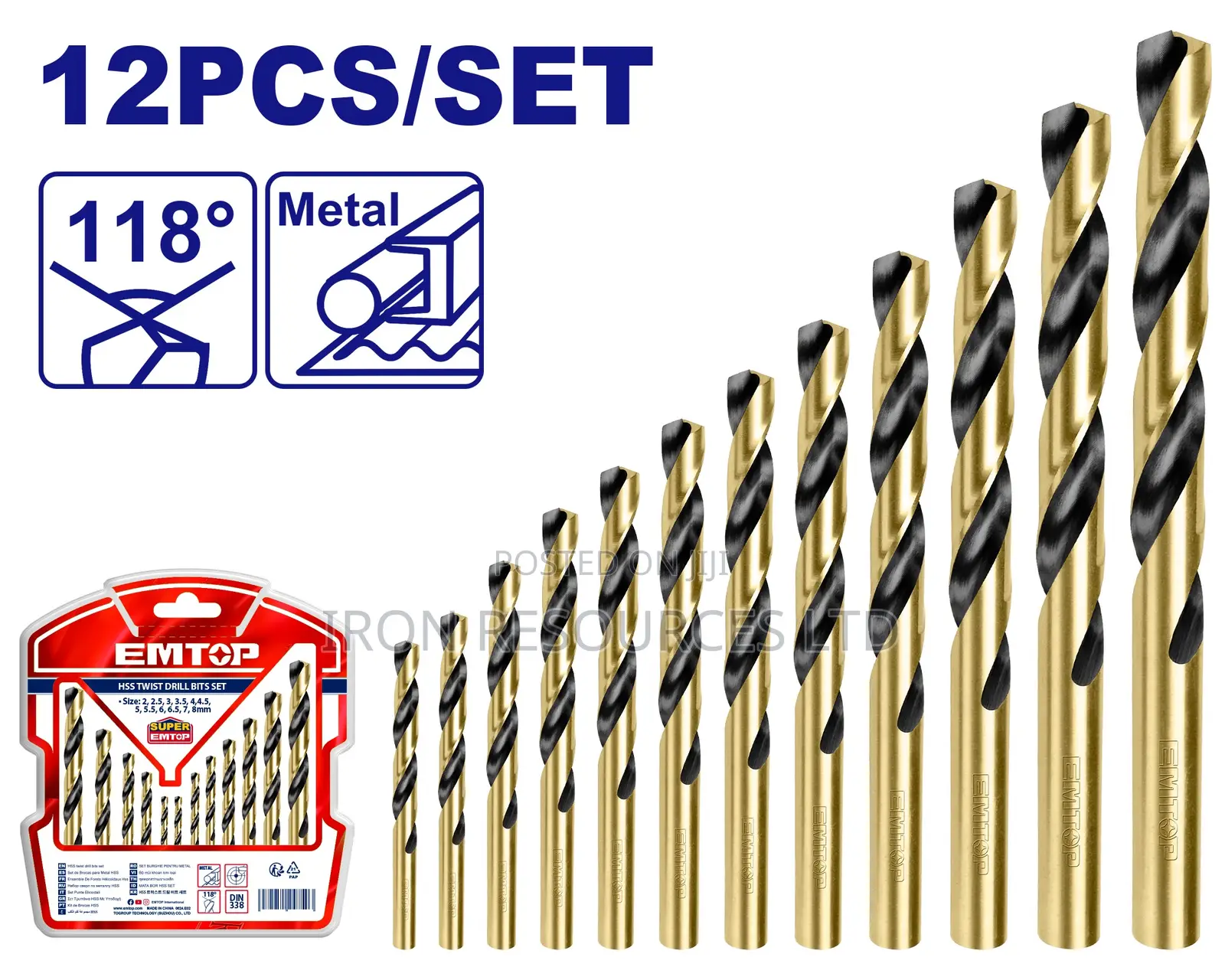 12 PCS HSS Twist Drill Bits Set