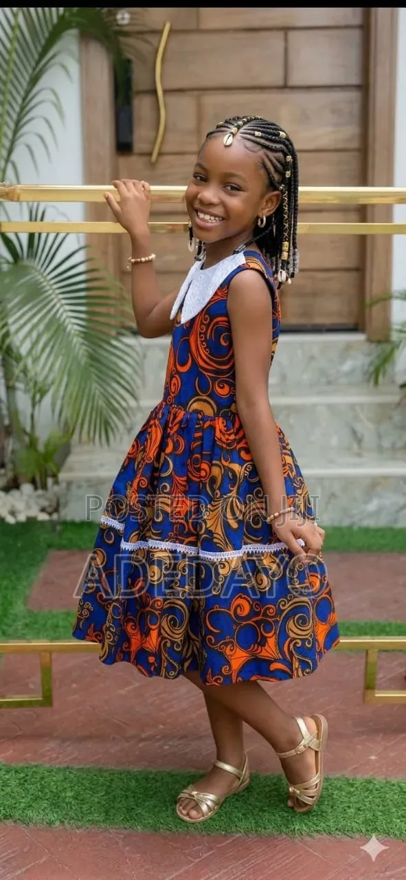 strapless open back dress Kids African Print Princess Dress – Sleeveless Ankara Casual – Flexi Africa main image 0