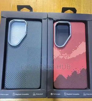 S25 Ultra Magsafe Case Carbon Fiber Red Drop-Proof Cover