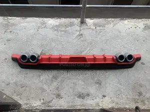 Universal Racing Style Rear Bumper Lip Diffuser - Red With Quad Tips