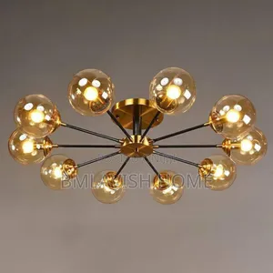 Modern Gold and Black Sputnik Bulb Chandelier