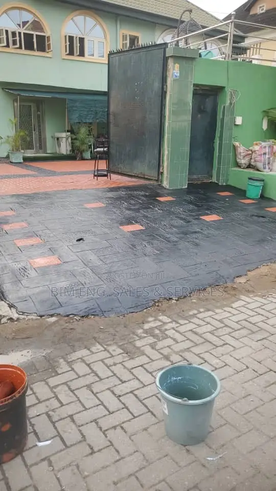 Orange and Black Concrete Floor