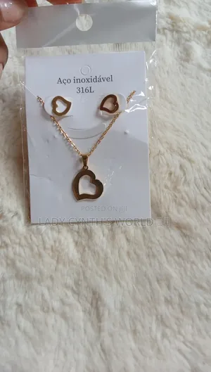 Golden Love Pendant Necklace and Earrings