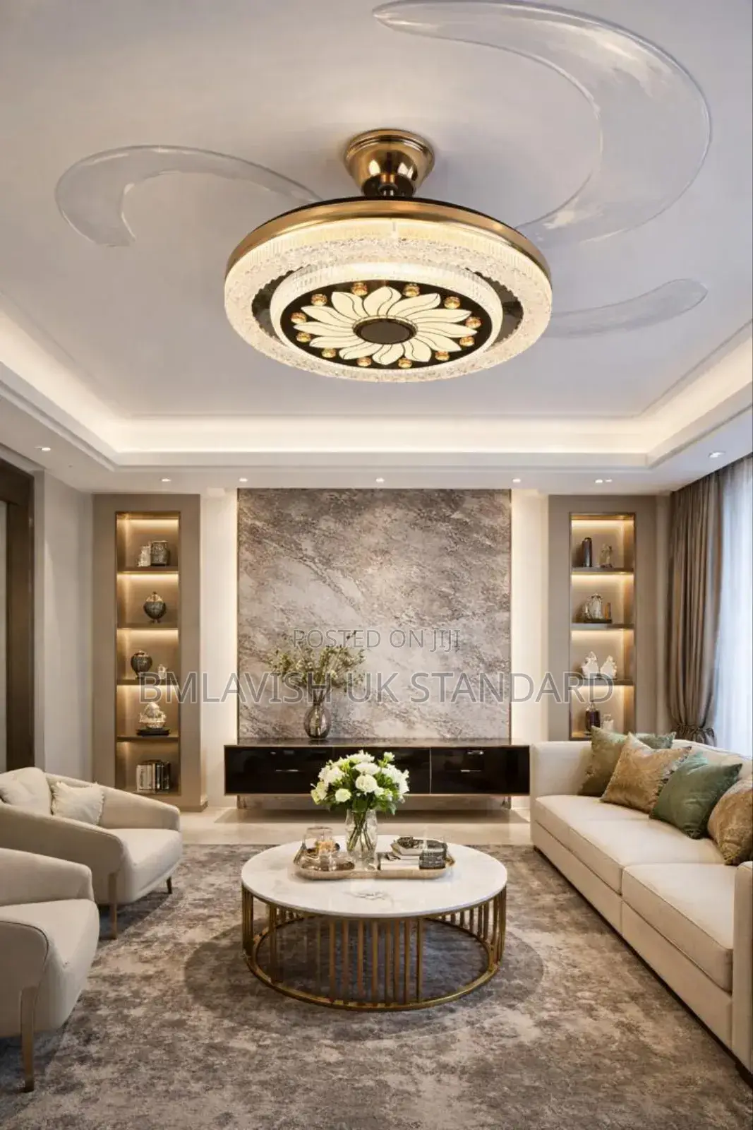 Modern Chandelier Ceiling Fan With Retractable Blades
