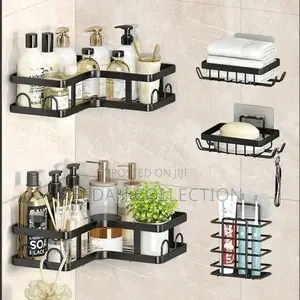 No Punching Wall Mounted 5 in 1 Bathroom Triangle Wall Storage Rack