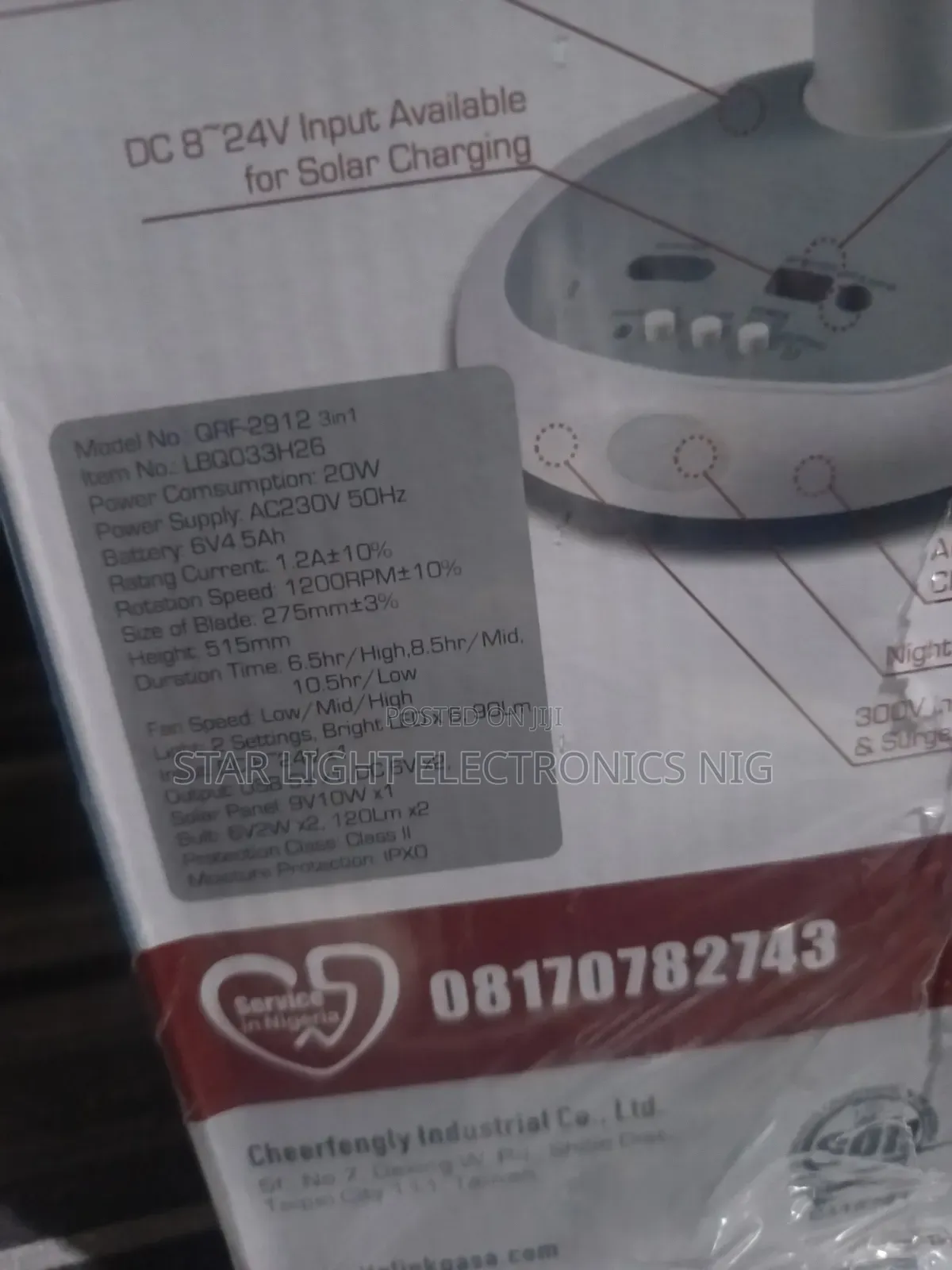 Qasa Table Fan 12 Inches