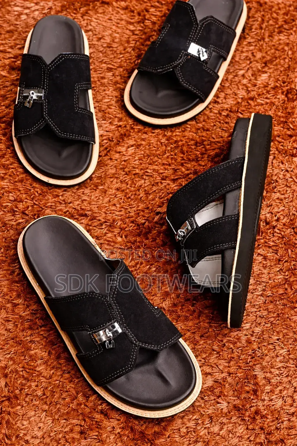 Classic Suede Cross-Strap Palm Slippers