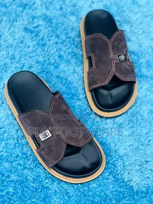 Classic Suede Cross-Strap Palm Slippers