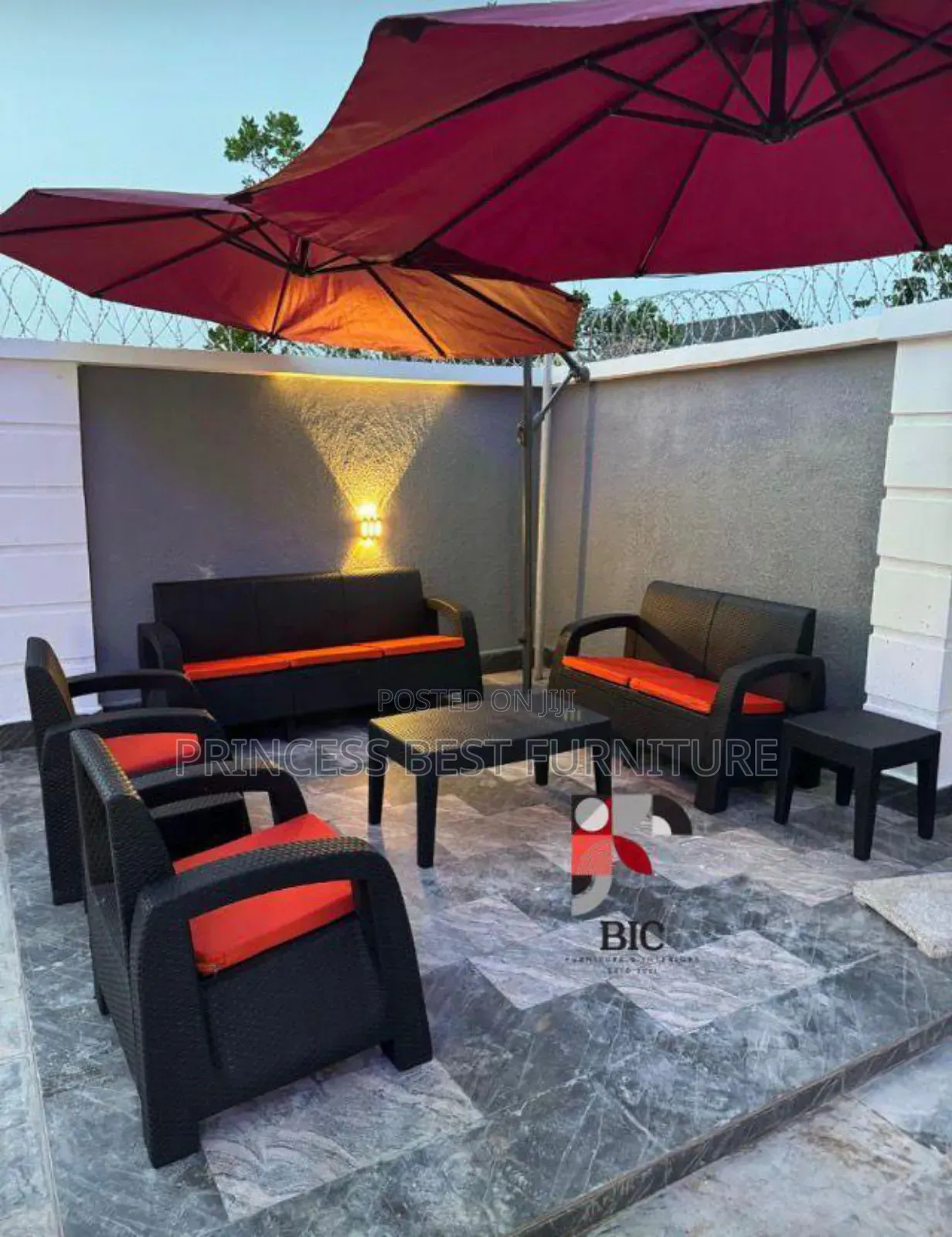 Outdoor 7seater With 2 Side Stool Set