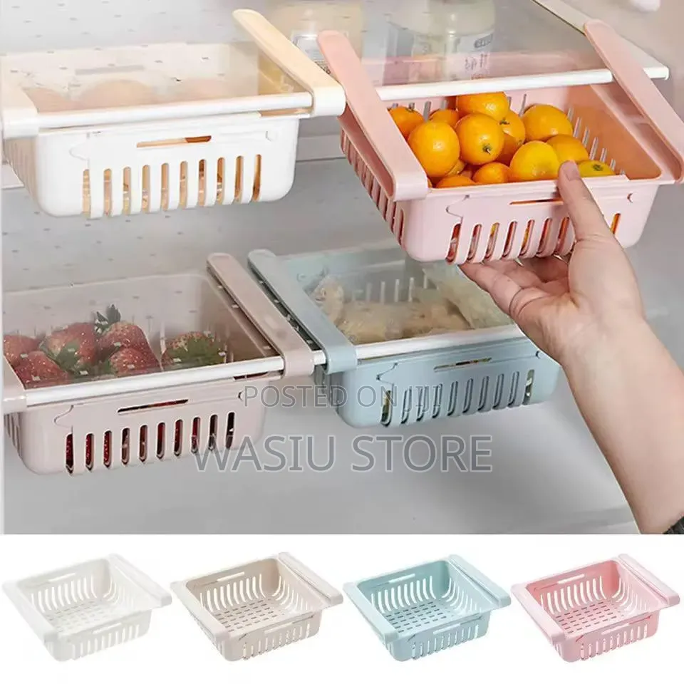 Retractable Refrigerator Drawer Storage Bins