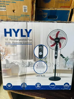 Hyly 18" Rechargeable Fan With Bulb Remote, Can Serve as Power Bank