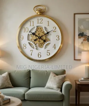 Mechanical Gear Ventile Black Wall Clock Home Decor Silent Clock 50cm