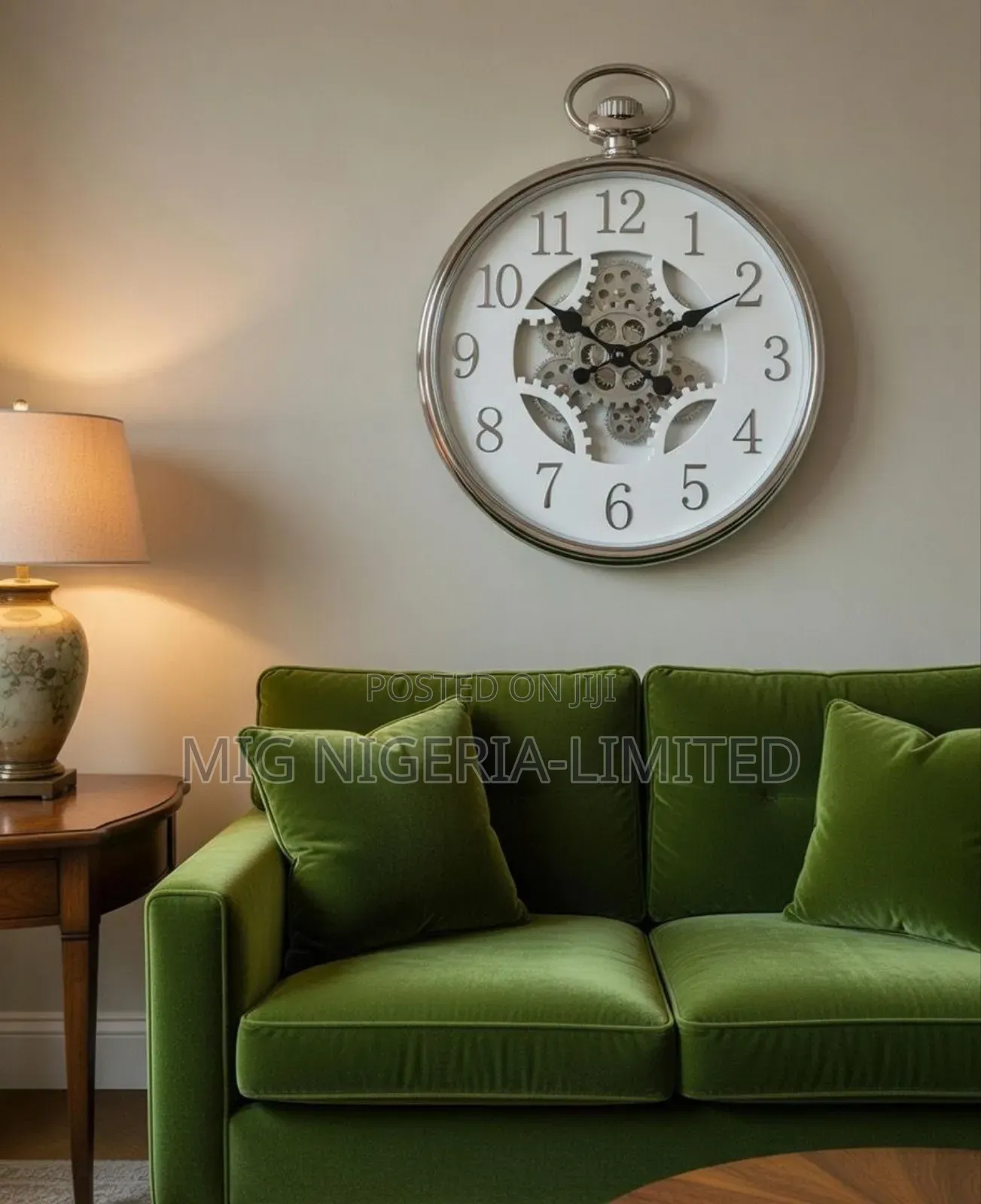 Mechanical Gear Ventile Black Wall Clock Home Decor Silent Clock 50cm
