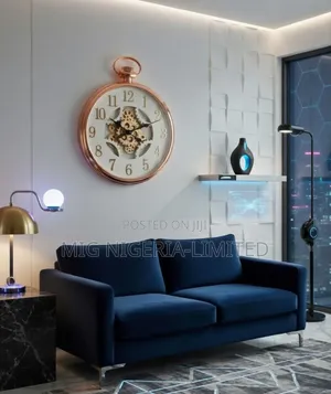 Mechanical Gear Ventile Black Wall Clock Home Decor Silent Clock 50cm