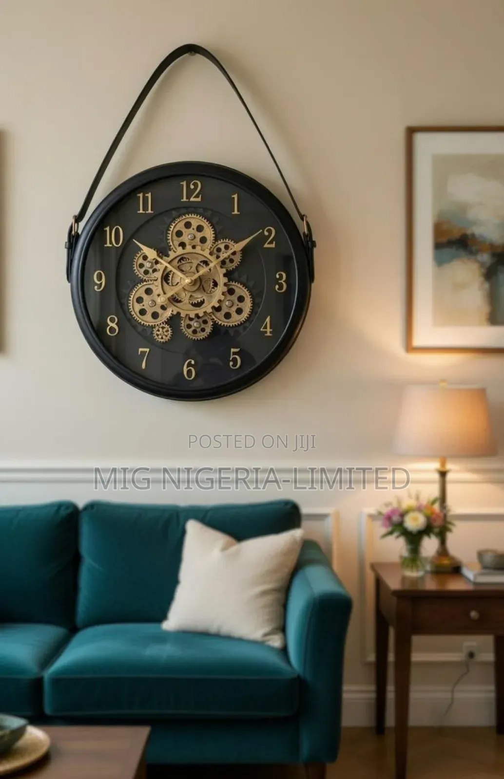Mechanical Gear Ventile Black Wall Clock Home Decor Silent Clock 50cm