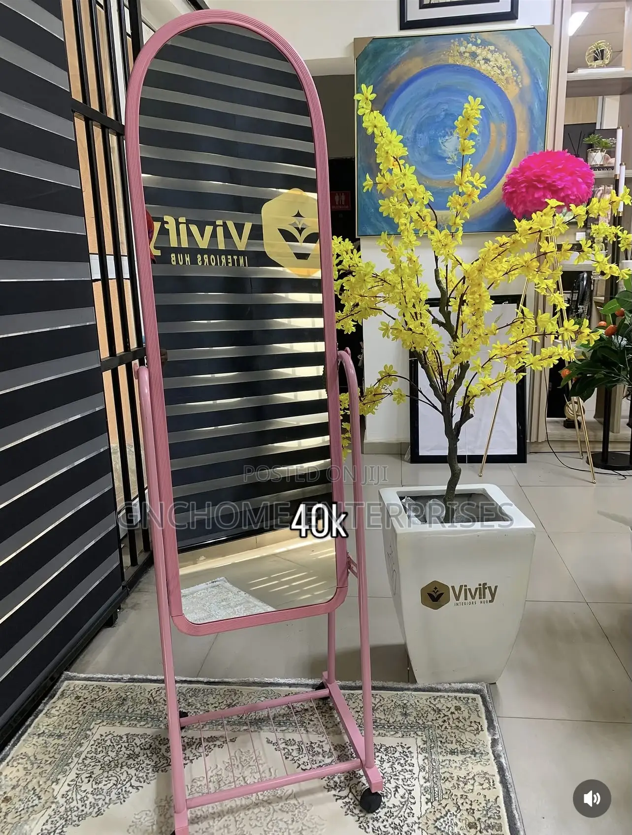 Pink Standing Mirror