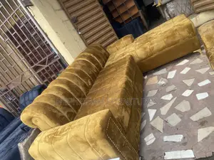 Modern Yellow Gold L Shaped Sofa