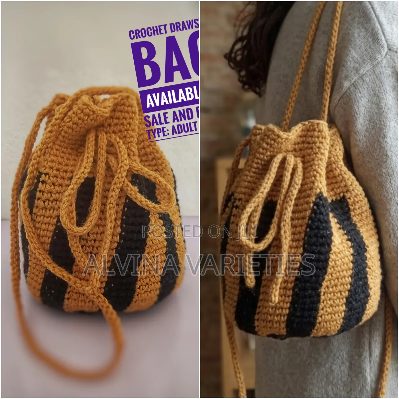 Crochet Drawstring Bag