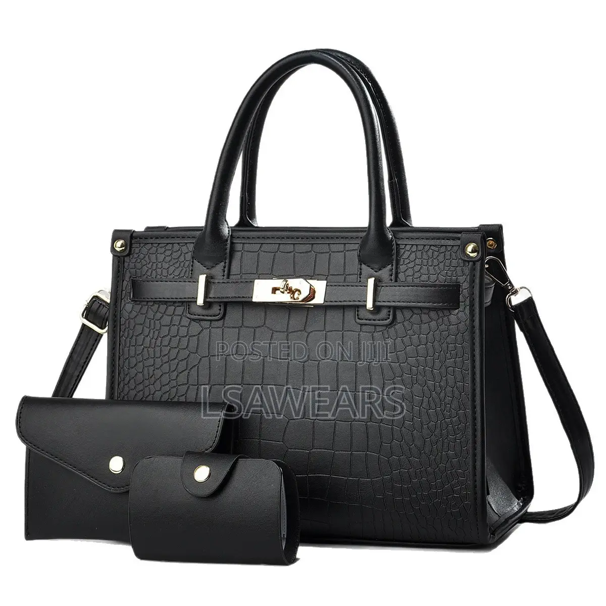 Crocodile-Embossed Sophisticated Middle-Aged Handbag,