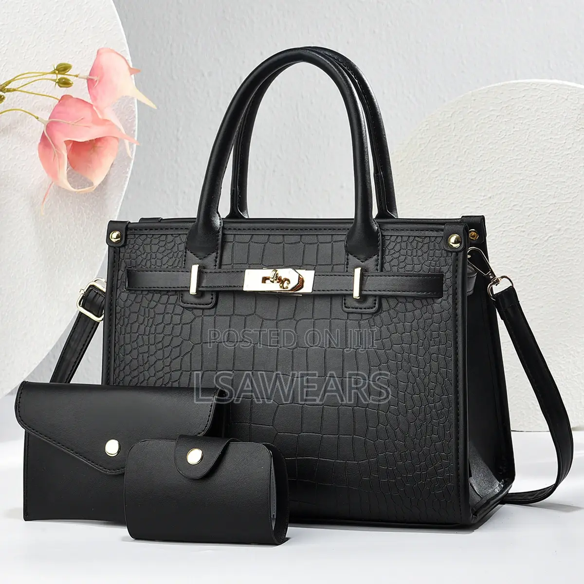 Crocodile-Embossed Sophisticated Middle-Aged Handbag,