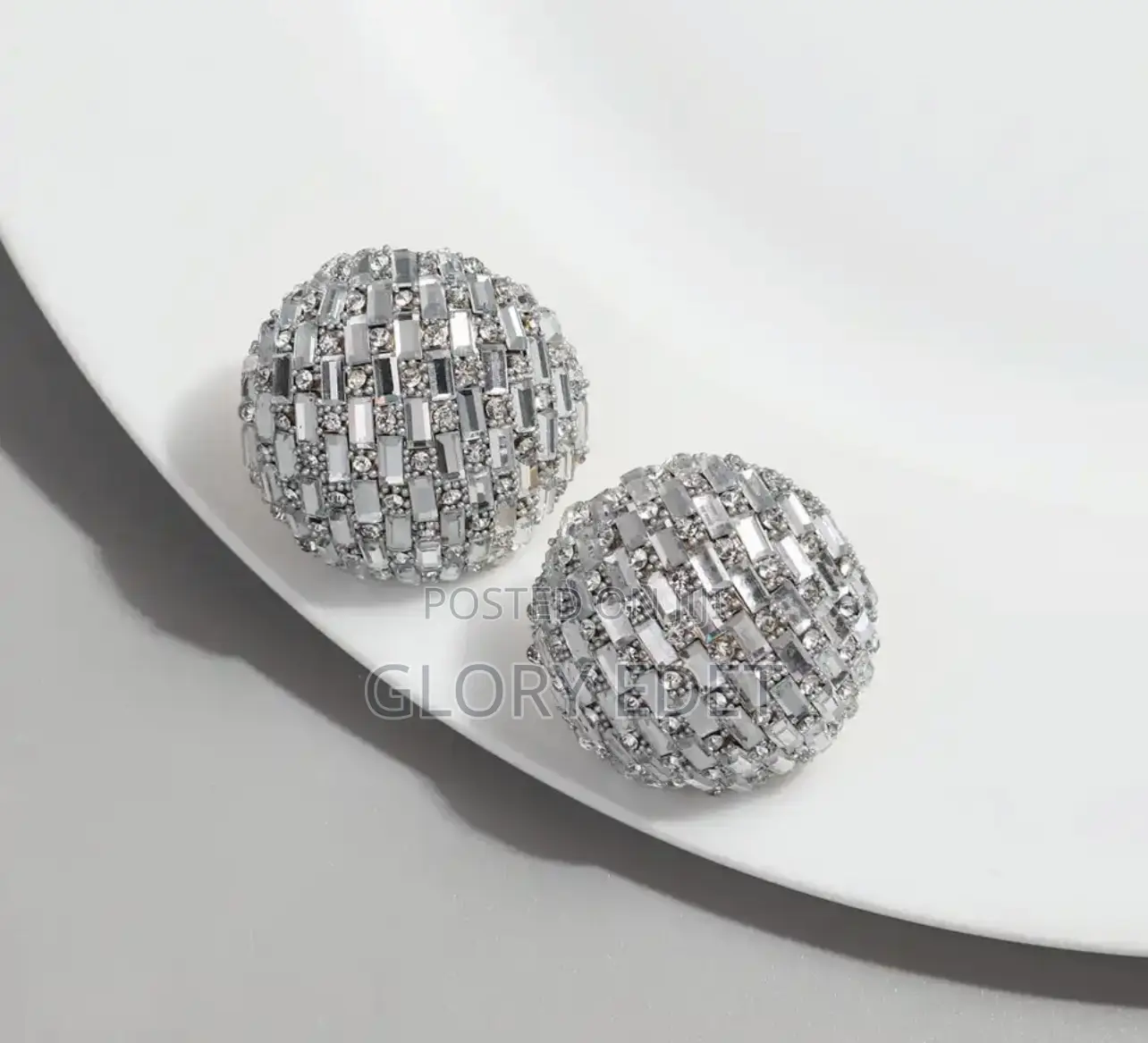 Classical High Statement Exaggerated Shiny Stud Round Big Earrings