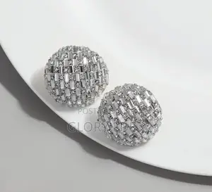 Classical High Statement Exaggerated Shiny Stud Round Big Earrings