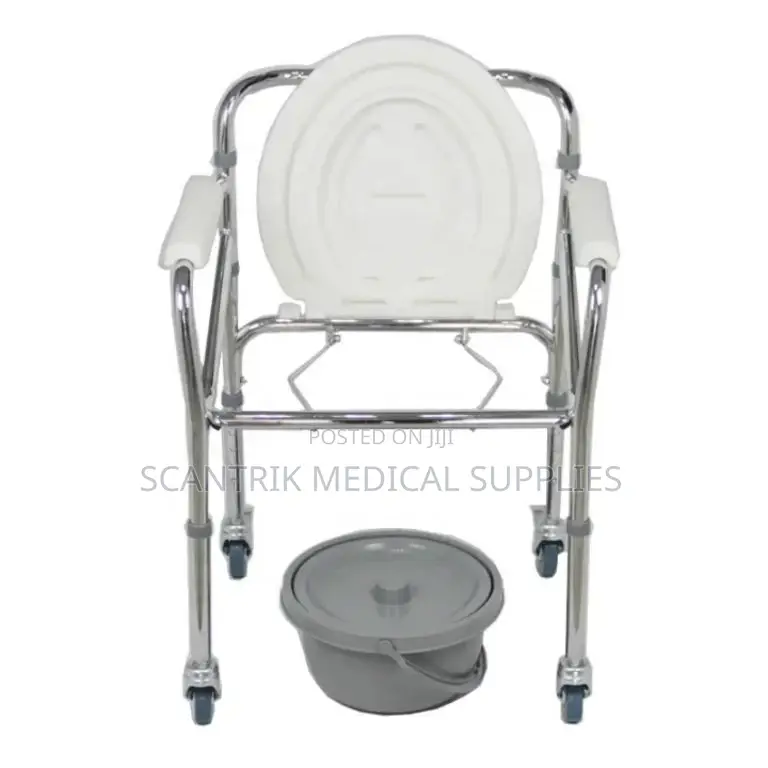 Foldable Commode Chair With Wheels for Space-Saving Storage