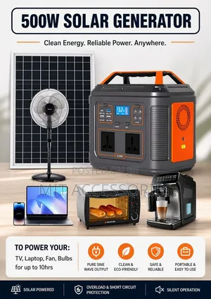  500watt Solar Generator 
 Fans, Tv, Laptops, Android Projector