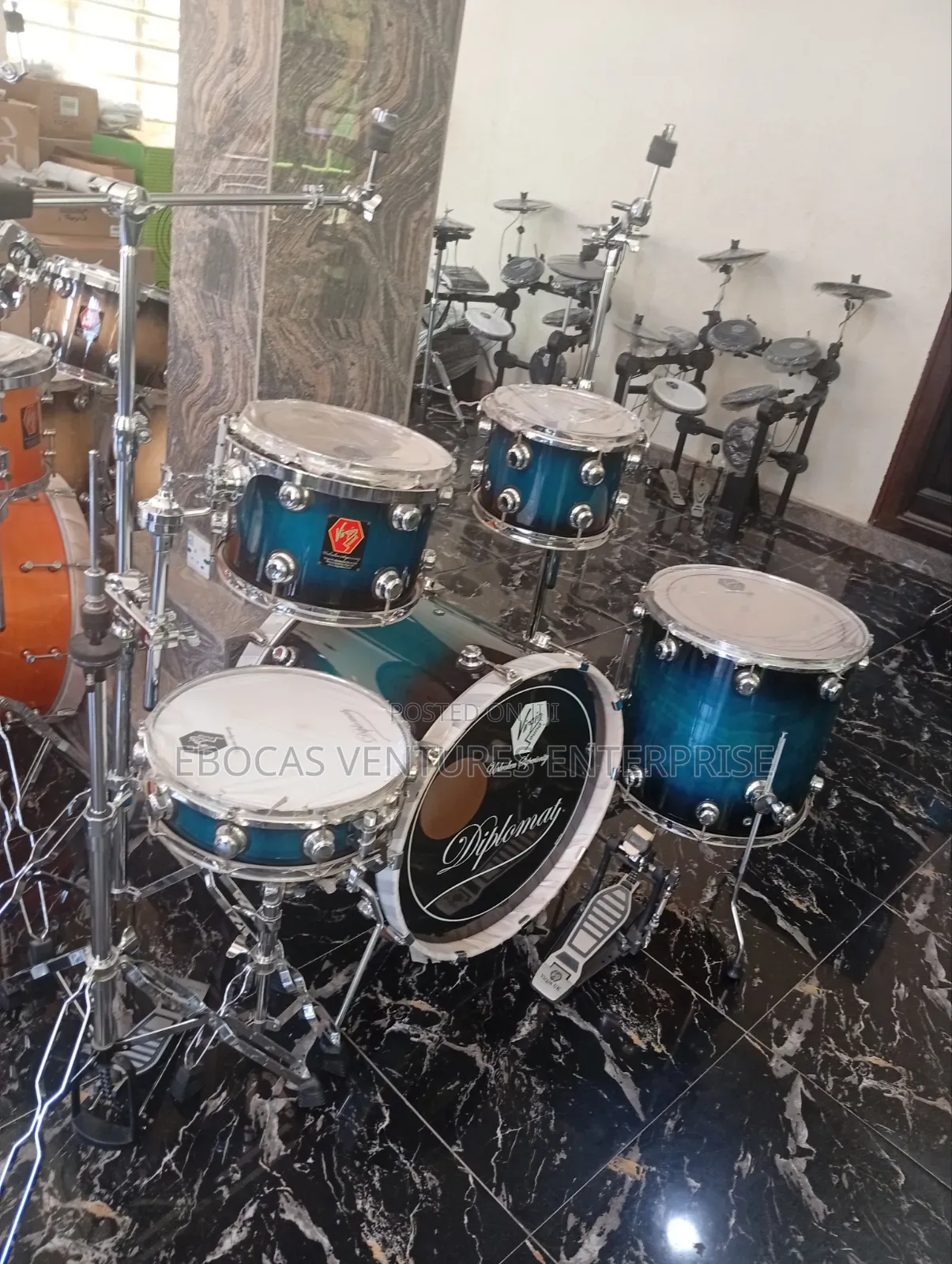 Complete Blue Drum Set Virgin Sound