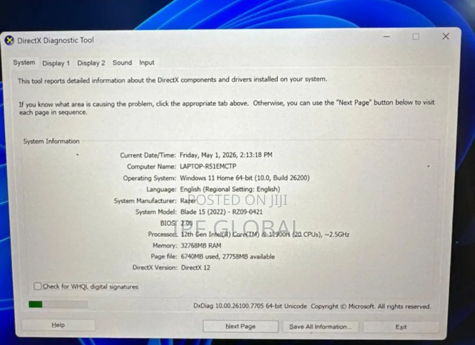 Laptop Razer Blade 32GB Intel Core i9 SSD 1T