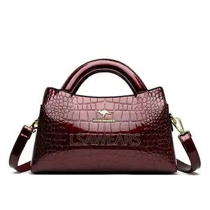 New Handbag With Crocodile Pattern, Wine Colour, Trendy and Simple
