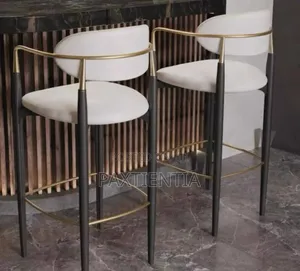 White Bar Stool With Metal Legs