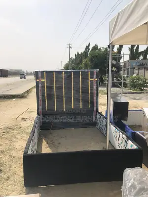 Stripe Design With Gold Tape Padded Bed Frame